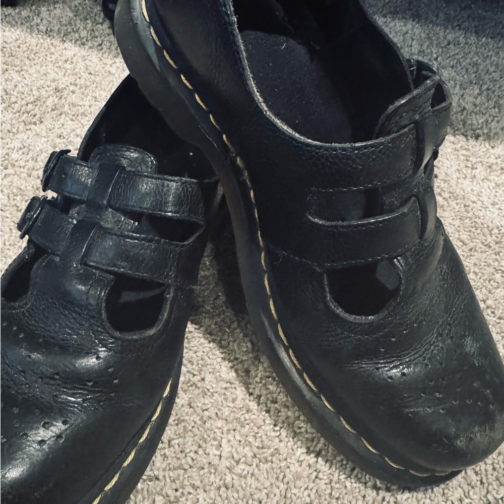 Dr. Martens Black Leather Platform Mary Jane Shoes - Picture 2 of 5